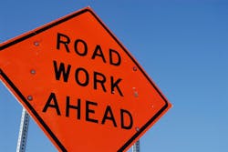 Road work ahead sign Road work ahead sign