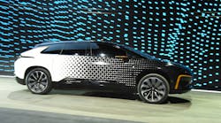 Faraday Future&apos;s FF 91 prototype electric crossover vehicle, shown at CES 2017