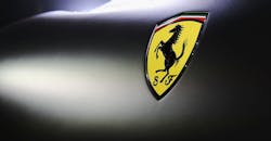 Ferrari logo against black background Ferrari logo against black background