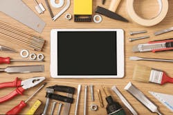 Tool array around tablet computer Tool array around tablet computer