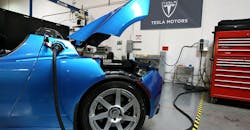 Tesla roadster getting charged Tesla roadster getting charged