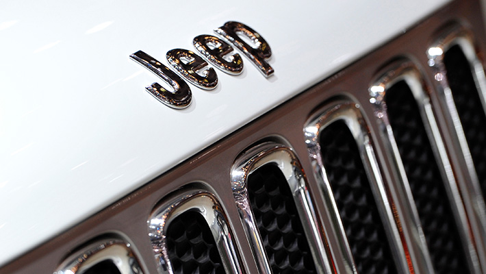 The Jeep wordmark and grille.