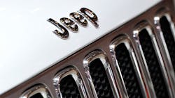 The Jeep wordmark and grille. The Jeep wordmark and grille.