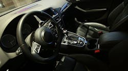 The interior of an Audi Q5 SUV following the car&apos;s return from a 3,500-mile cross-country trip, a first for a driverless vehicle. Auto supplier Delphi Automotive Plc designed the car.