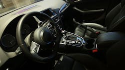 The interior of an Audi Q5 SUV following the car's return from a 3,500-mile cross-country trip, a first for a driverless vehicle. Auto supplier Delphi Automotive Plc designed the car. The interior of an Audi Q5 SUV following the car's return from a 3,500-mile cross-country trip, a first for a driverless vehicle. Auto supplier Delphi Automotive Plc designed the car.