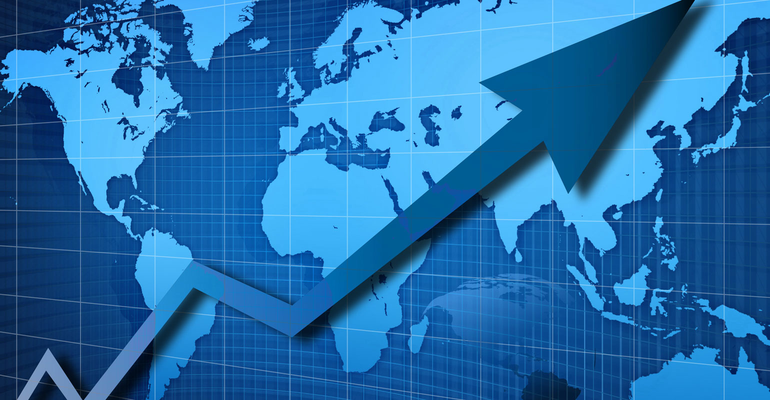 World Map with Arrow