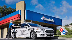 Ford autonomous car at Dominos store