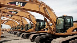 A row of Caterpillar excavators A row of Caterpillar excavators