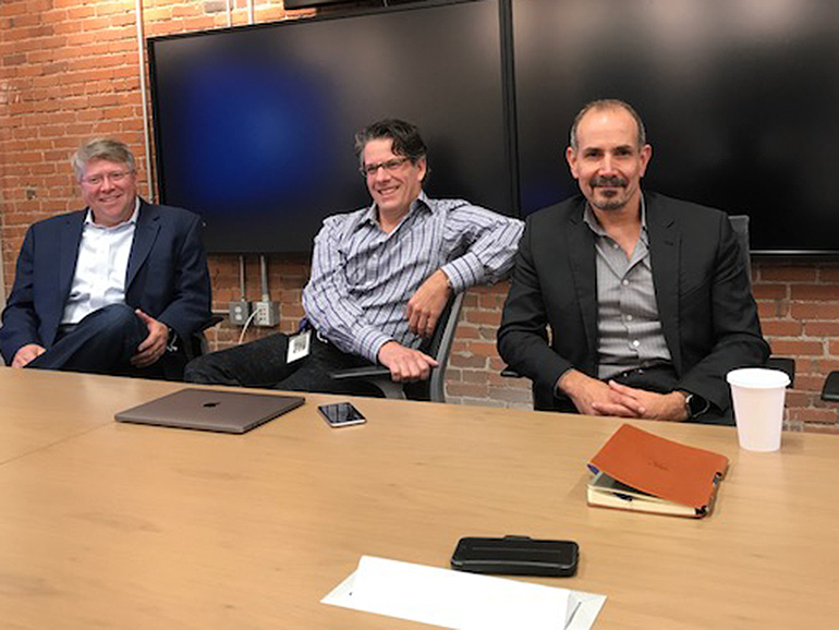 GE executives at their temporary Boston headquarters