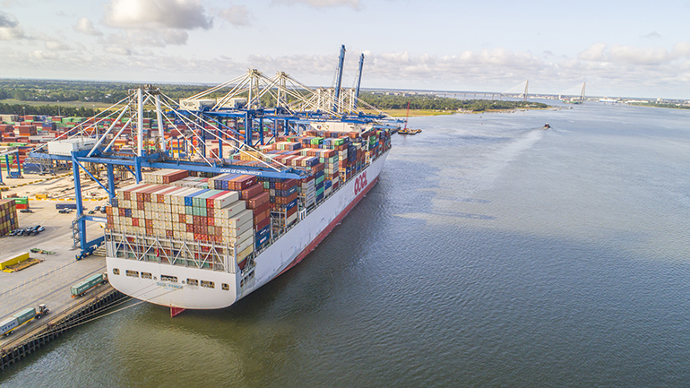 Cargo Ship at Port of Charleston