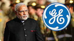 Indian prime minister Narendra Modi and the GE logo.