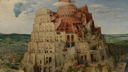 A crop of the famous 1563 painting of The (Great) Tower of Babel, by Pieter Bruegel the Elder. A crop of the famous 1563 painting of The (Great) Tower of Babel, by Pieter Bruegel the Elder.