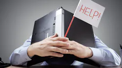 overwhelmed manager with help sign