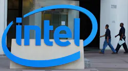 An image of the Intel logo at an office building