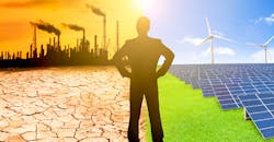 Pollution and clean energy concept Pollution and clean energy concept