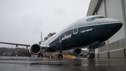 A Boeing 737 MAX 9 airplane. A Boeing 737 MAX 9 airplane.