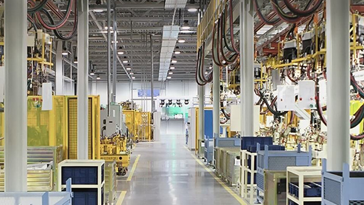 The interor of a factory floor.