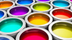 A screen full of full paint cans. A screen full of full paint cans.