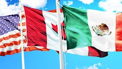 The flags of the United States, Canada and Mexico. The flags of the United States, Canada and Mexico.