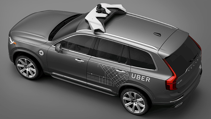 A Volvo XC90 outfitted for Uber with autonomous technology.
