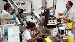 Workers in a maquila in Mexico. Workers in a maquila in Mexico.
