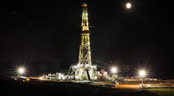 shale oil drill in North Dakota at night