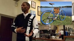1854 Cycling founder Brandale Randolph wants to expand his company's hiring reach, preparing released convicts with real skills. Inset, the 1854 Cycling Garrison bicycle.