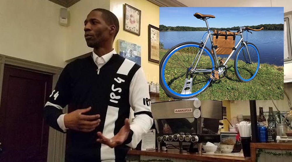 1854 Cycling founder Brandale Randolph wants to expand his company's hiring reach, preparing released convicts with real skills. Inset, the 1854 Cycling Garrison bicycle.