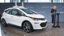 GM CEO Mary Barra with an autonomous Chevy Bolt in December 2016 GM CEO Mary Barra with an autonomous Chevy Bolt in December 2016