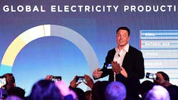 Elon Musk introduces the idea of his record-setting battery during a September press event. Elon Musk introduces the idea of his record-setting battery during a September press event.