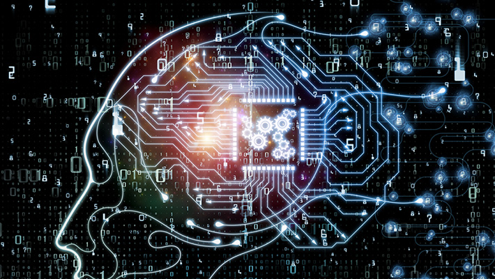 An illustration of a brain surrounded by neural imagery.