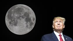 President Donald Trump looks up at the Moon. President Donald Trump looks up at the Moon.