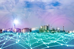 Factory with network landscape Factory with network landscape