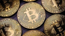 A sheet of Bitcoin images. A sheet of Bitcoin images.