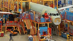 An Airbus A320 in progress at the company's plant in Hamburg, Germany. An Airbus A320 in progress at the company's plant in Hamburg, Germany.