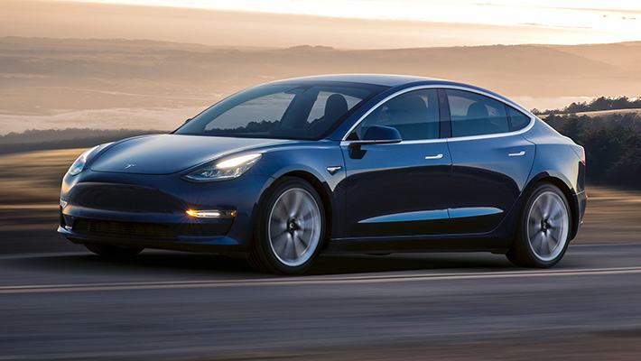 The Tesla Model 3 in a company photo.