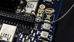 A detail of an Intel chip. A detail of an Intel chip.