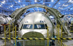 A Boeing 737-800 plane is under construction at the company's Wichita plant. A Boeing 737-800 plane is under construction at the company's Wichita plant.