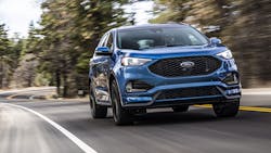 The 2019 Ford Edge St on the road. The 2019 Ford Edge St on the road.