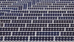 A field of solar panels in Illinois look skyward. A field of solar panels in Illinois look skyward.