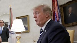 Donald Trump speaks in the Oval Office. Donald Trump speaks in the Oval Office.