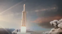 An animation of the SpaceX Falcon Heavy