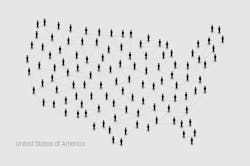 Map of USA with people Map of USA with people