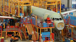 An Airbus 320 under construction in a Hamburg plant.