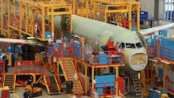 An Airbus 320 under construction in a Hamburg plant. An Airbus 320 under construction in a Hamburg plant.