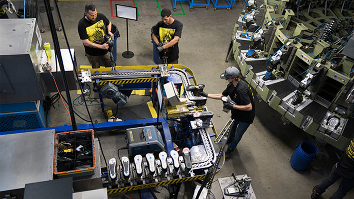 An interor image of a Keen shoe factory.