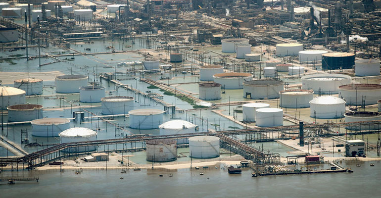 Hurricane Harvey flooding in industrial Houston area
