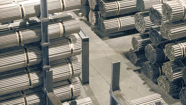 overhead view of steel inventory