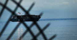 Container ship arriving in NY harbor Container ship arriving in NY harbor