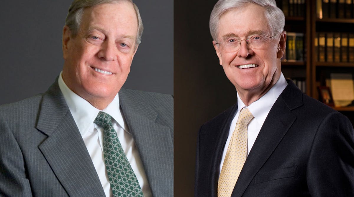 David H. Koch (left), executive vice president, and Charles G. Koch, chairman of the board and CEO, Koch Industries